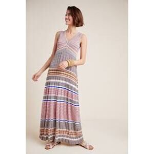 Anthropologie Aldomartins Sierra Knit Striped Maxi Dress Sleeveless Sz M